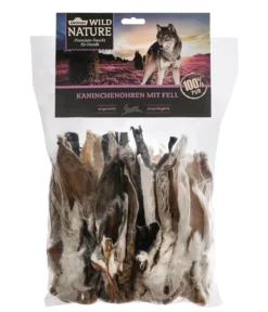 Dehner Wild Nature Hundesnack Kaninchenohren mit Fell, 500 g