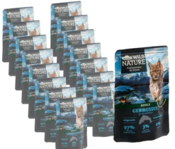 Dehner Wild Nature Nassfutter für Katzen Gebirgssee Adult, Lachs & Forelle, 16 x 85 g