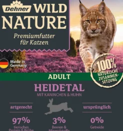 Dehner Wild Nature Nassfutter für Katzen Heidetal Adult, Kaninchen & Huhn, 16 x 100 g