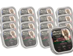 Dehner Wild Nature Nassfutter für Katzen Heidetal Adult, Kaninchen & Huhn, 16 x 100 g