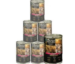 Dehner Wild Nature Nassfutter für Katzen Hügelland Kitten, Huhn, 6 x 200 g/400 g