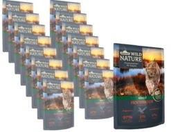 Dehner Wild Nature Nassfutter für Katzen Hochmoor Adult, Ente & Pute, 16 x 85 g