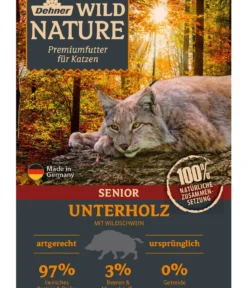 Dehner Wild Nature Nassfutter für Katzen Unterholz Senior, Wildschwein, 16 x 85 g