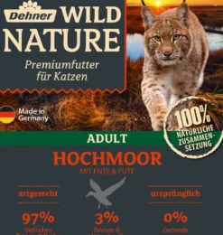 Dehner Wild Nature Nassfutter für Katzen Hochmoor Adult, Ente & Pute, 16 x 100 g