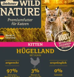 Dehner Wild Nature Nassfutter für Katzen Hügelland Kitten, Huhn, 16 x 100 g