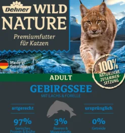 Dehner Wild Nature Nassfutter für Katzen Gebirgssee Adult, Lachs & Forelle, 16 x 100 g