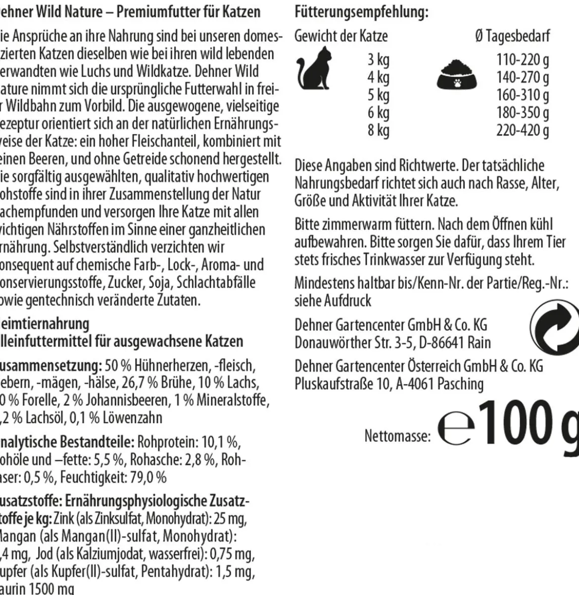 Dehner Wild Nature Nassfutter für Katzen Gebirgssee Adult, Lachs & Forelle, 16 x 100 g