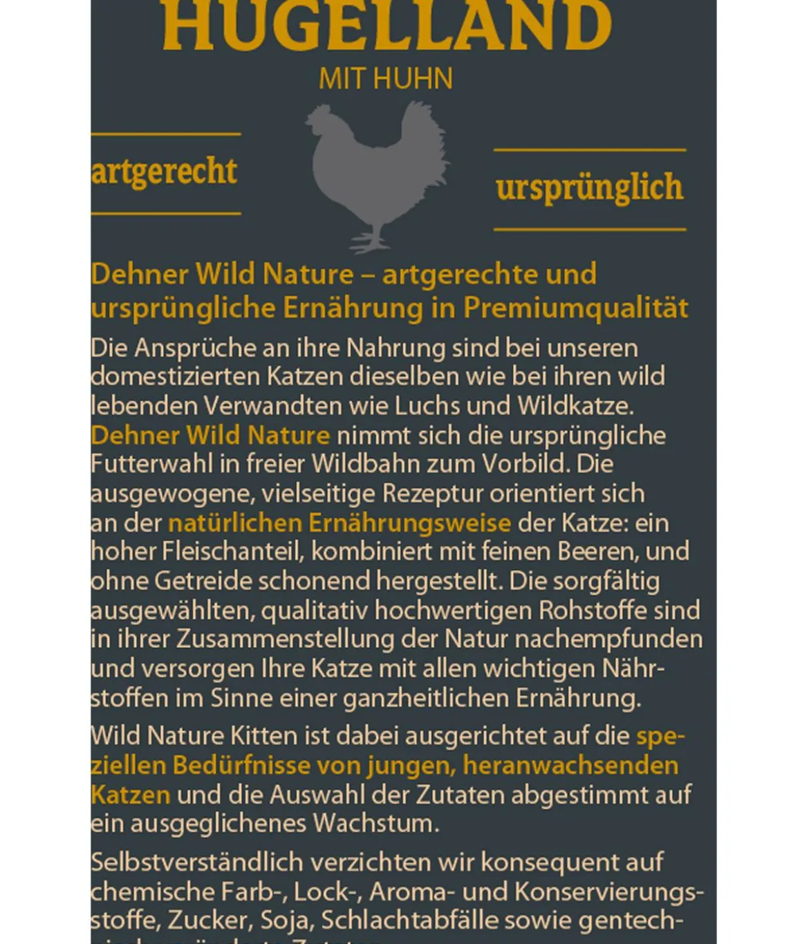 Dehner Wild Nature Nassfutter für Katzen Hügelland Kitten, Huhn, 16 x 85 g