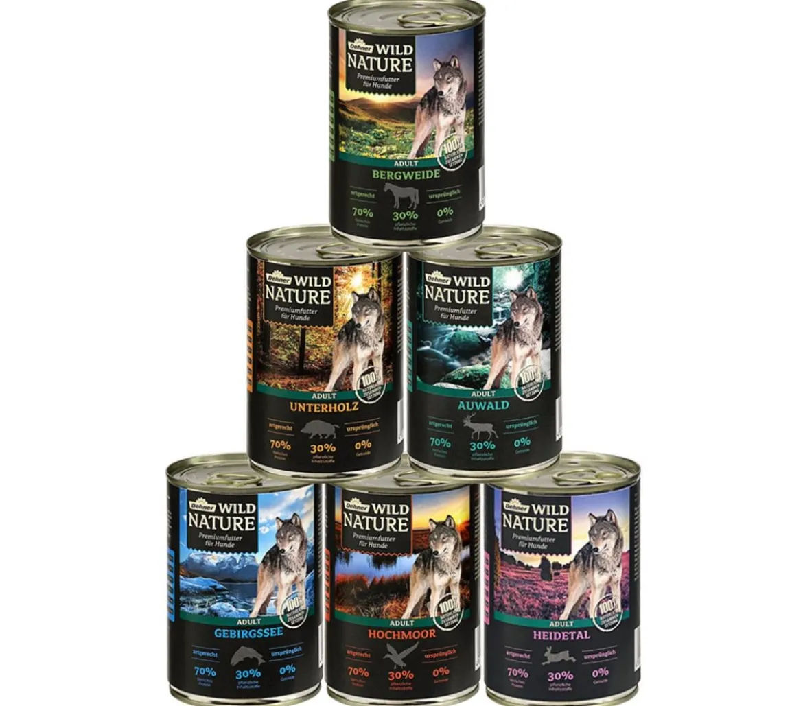 Dehner Wild Nature Nassfutter für Hunde Probier-Set, 6 x 400 g