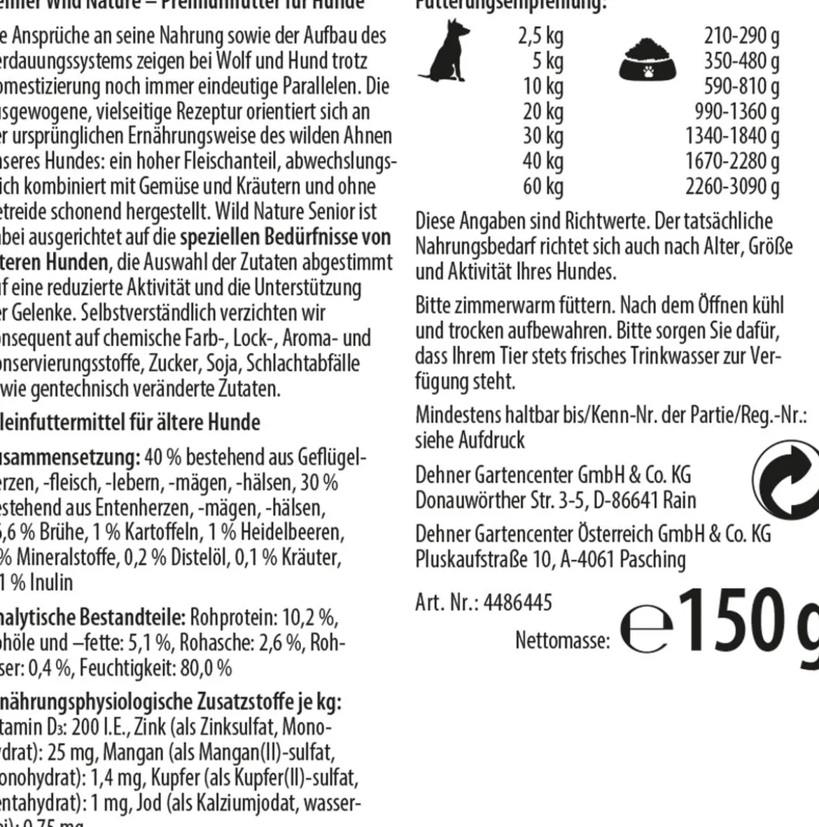Dehner Wild Nature Nassfutter für Hunde Hochmoor Senior, 11 x 150 g