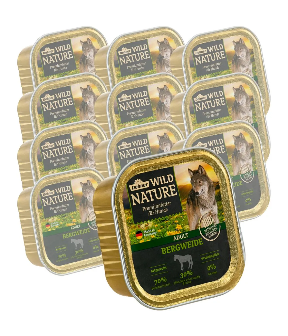 Dehner Wild Nature Nassfutter für Hunde Bergweide Adult, 11 x 150 g