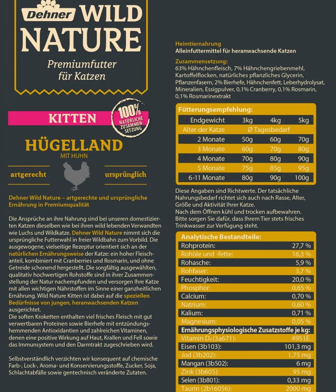 Dehner Wild Nature Trockenfutter für Katzen Hügelland Kitten, Huhn