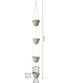 Dehner Zement-Hängetopf mit Kordel, rund, ca. H368 cm