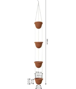 Dehner Zement-Hängetopf mit Kordel, rund, ca. H368 cm