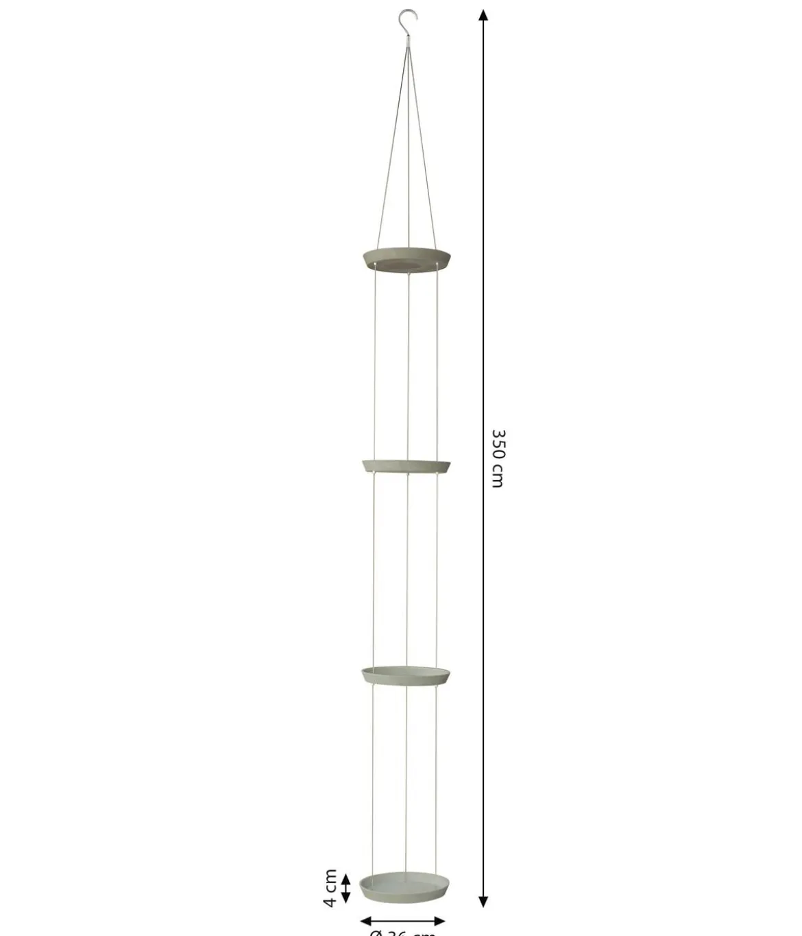 Dehner Zement-Hängeuntersetzer mit Kordel, rund, ca. H350 cm