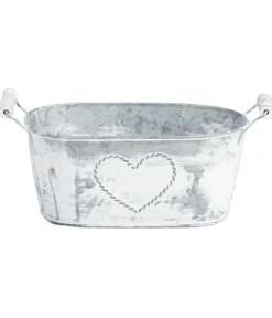 Dehner Zink-Jardiniere mit Henkeln, ca. B26/H15/T11,5 cm