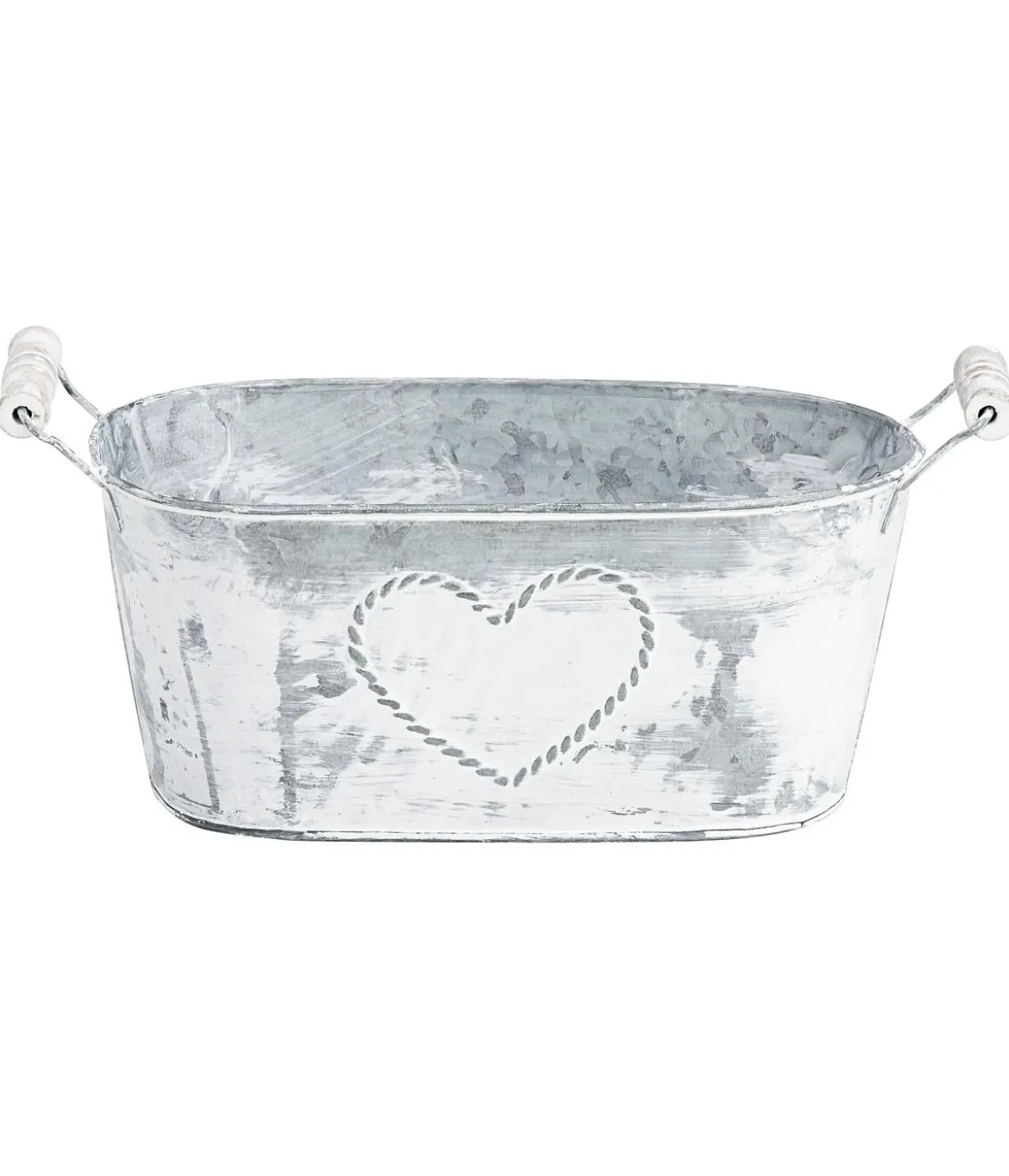Dehner Zink-Jardiniere mit Henkeln, ca. B26/H15/T11,5 cm