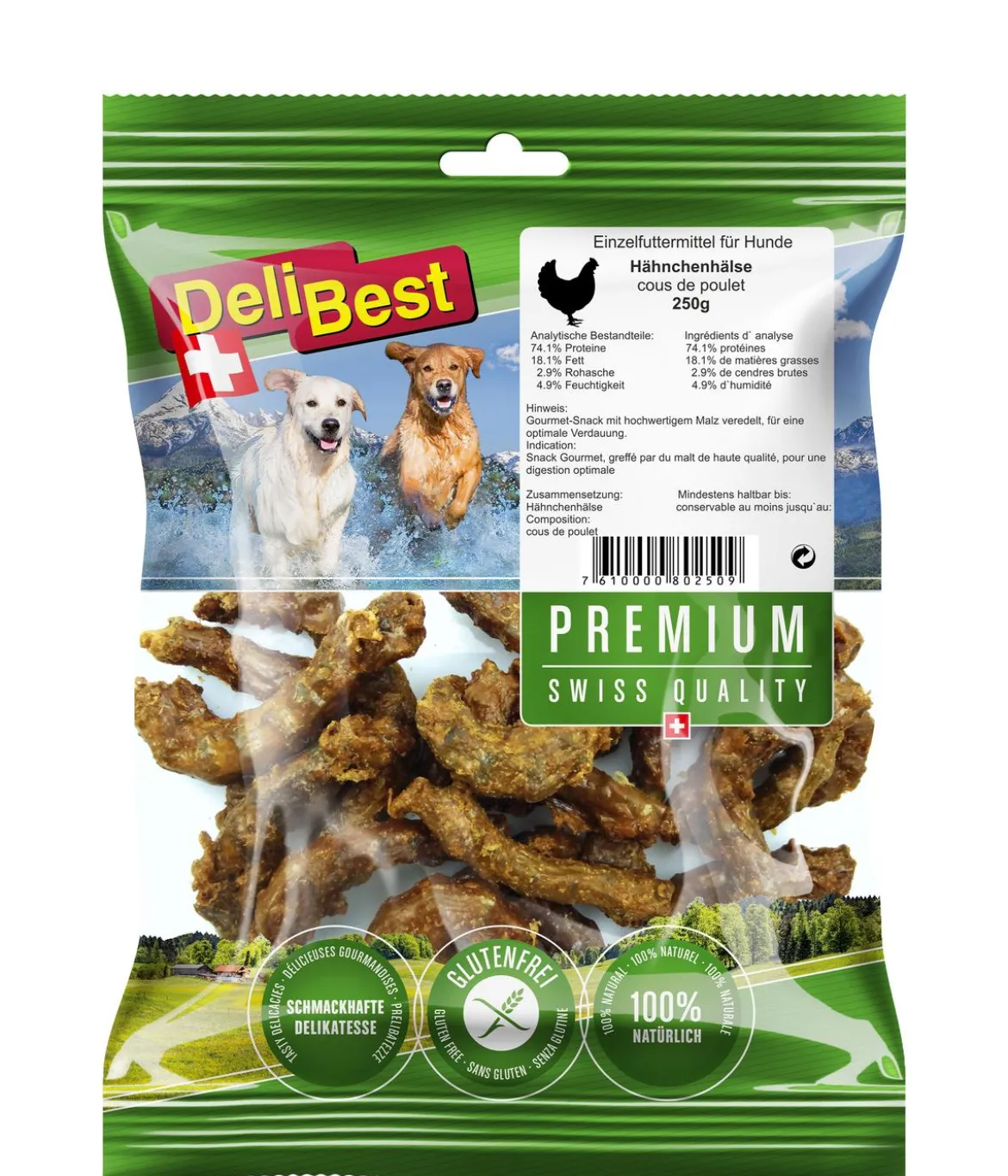 DeliBest Premium Hundesnack Hähnchenhälse, 250 g