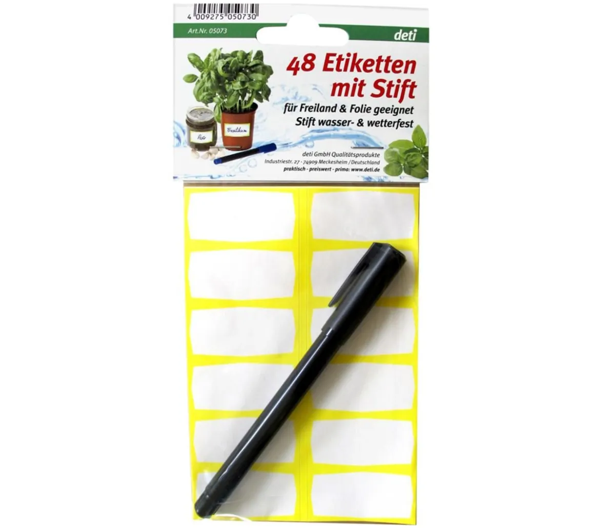 Deti Gärtnerstift mit 48 selbstklebenden Etiketten, wasserfest