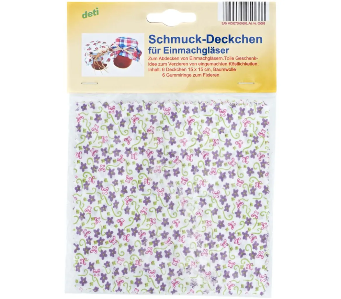 deti Schmuck-Deckchen für Einmachgläser, 6er-Set