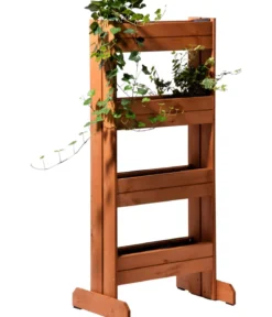 dobar Holz-Vertikalbeet mit 4 Pflanzkästen, braun, ca. B55/H125/T40 cm