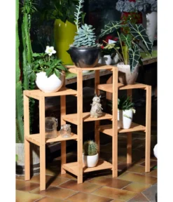 dobar Kiefernholz-Blumenregal 7-flächig, natur, ca. B97/87/T31 cm