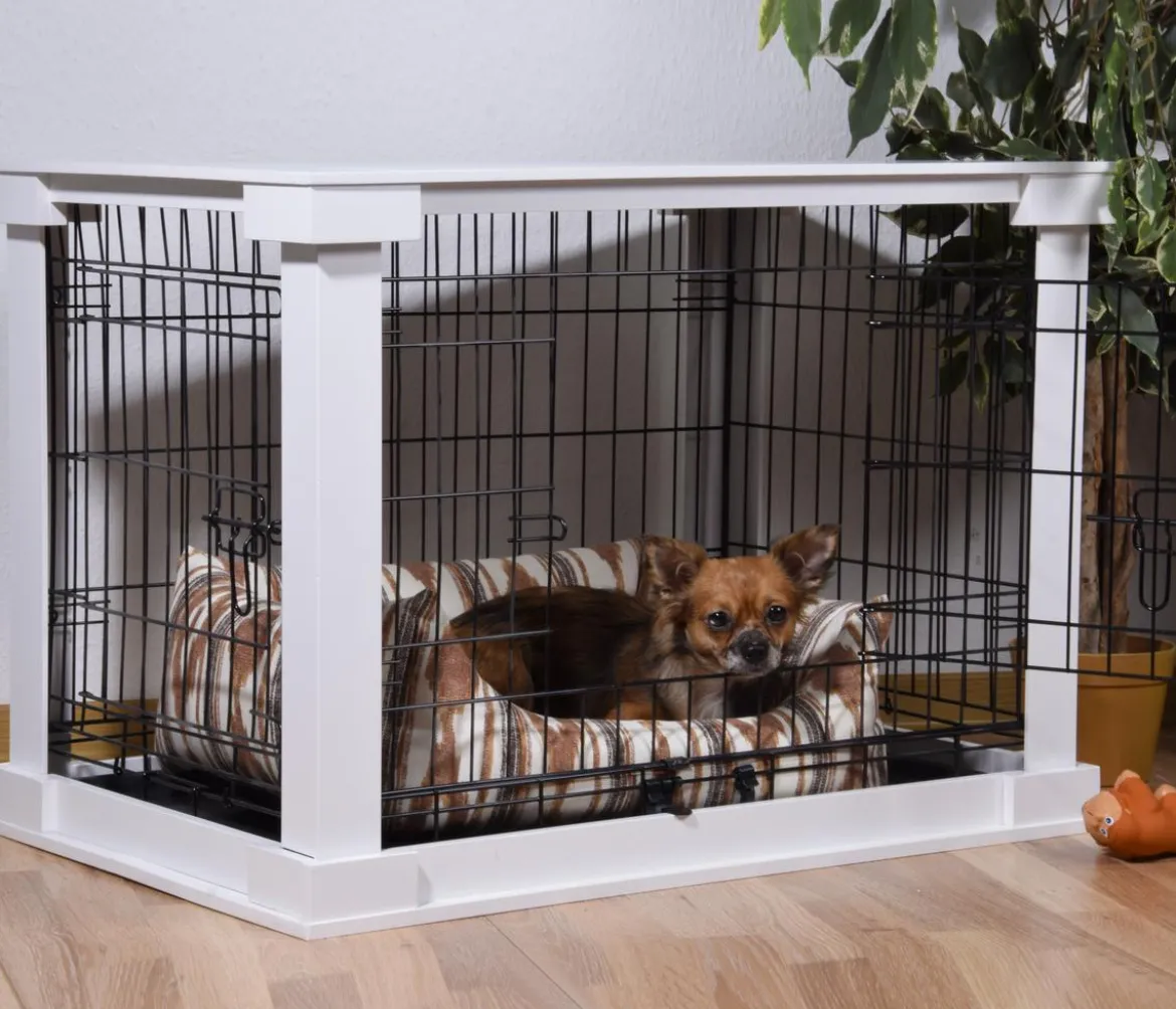 dobar® petlife Design-Hundekäfig, weiß, ca. B59/H83/T55 cm