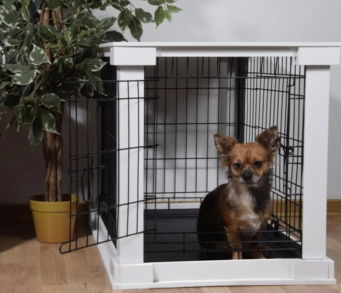 dobar® petlife Design-Hundekäfig, weiß, ca. B59/H83/T55 cm