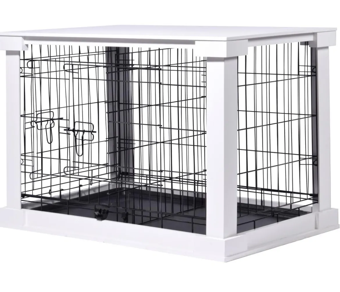 dobar® petlife Design-Hundekäfig, weiß, ca. B59/H83/T55 cm