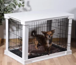 dobar® petlife Design-Hundekäfig, weiß, ca. B59/H83/T55 cm
