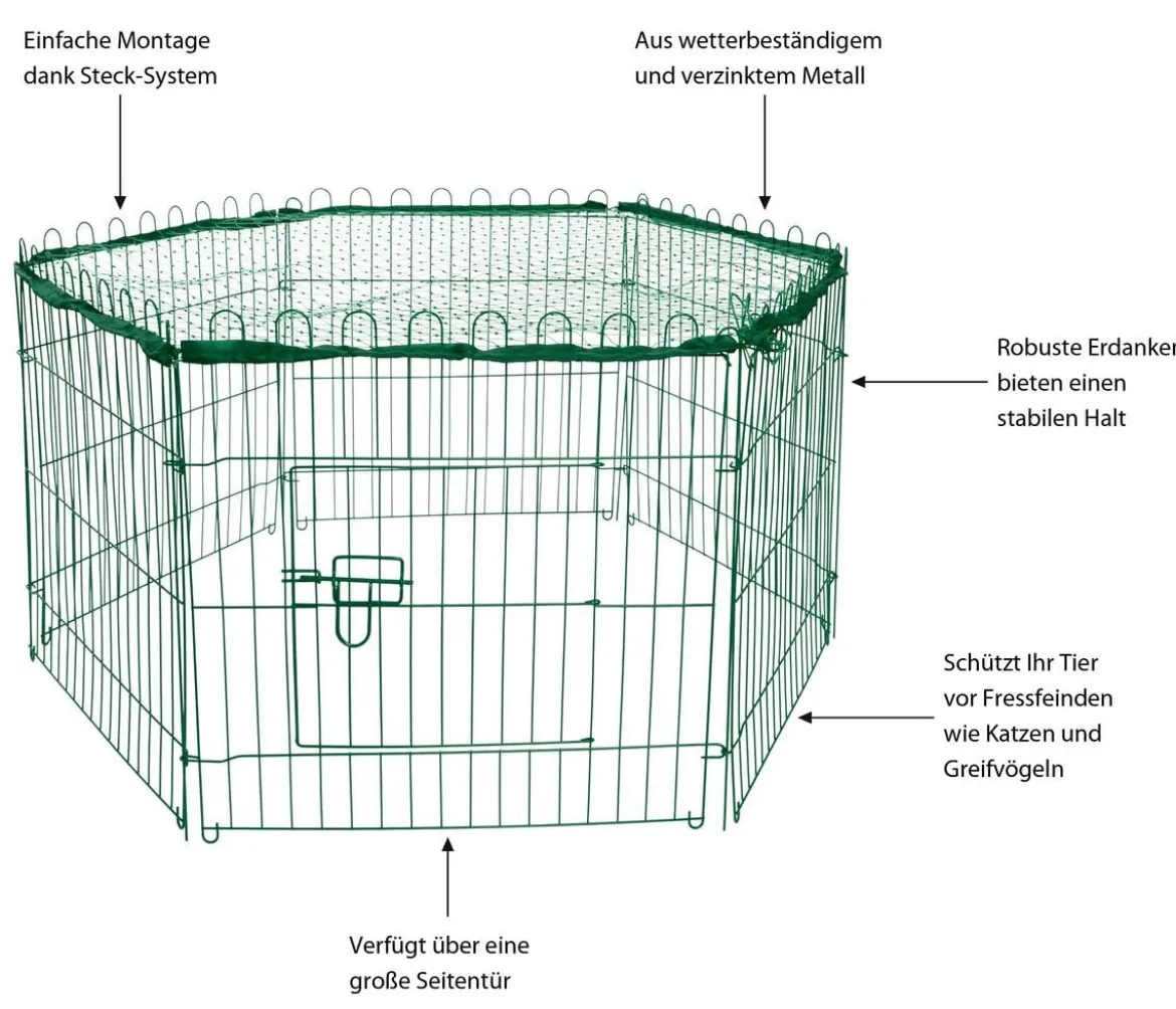 dobar® petlife Freilaufgehege mit Netz, ca. B112/H56/T98 cm