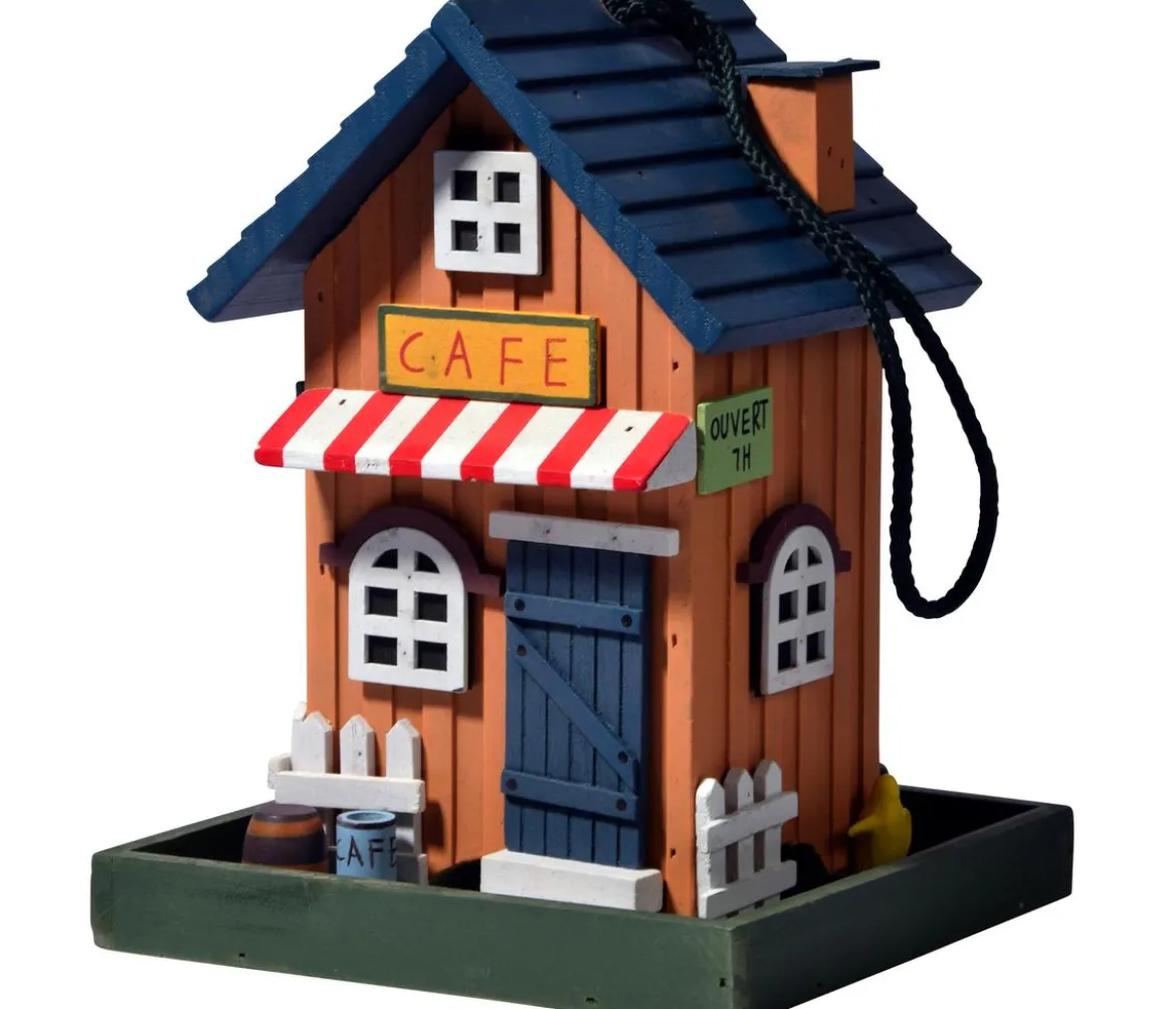 dobar® wildlife Vogelhaus Café, Kiefer, orange/blau, ca. B18/H23/T18 cm