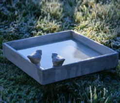 dobar® wildlife Vogeltränke Carré, Keramik, grau, ca. B29/H5/T29 cm