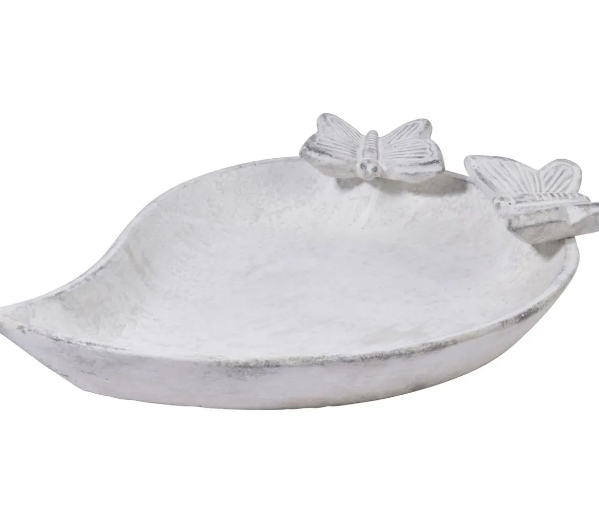 dobar® wildlife Vogeltränke Foglia, Keramik, weiß, ca. B37/H4,5/T28 cm