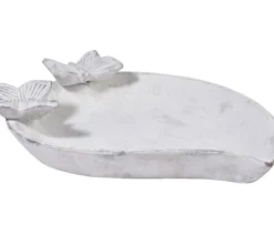 dobar® wildlife Vogeltränke Foglia, Keramik, weiß, ca. B37/H4,5/T28 cm