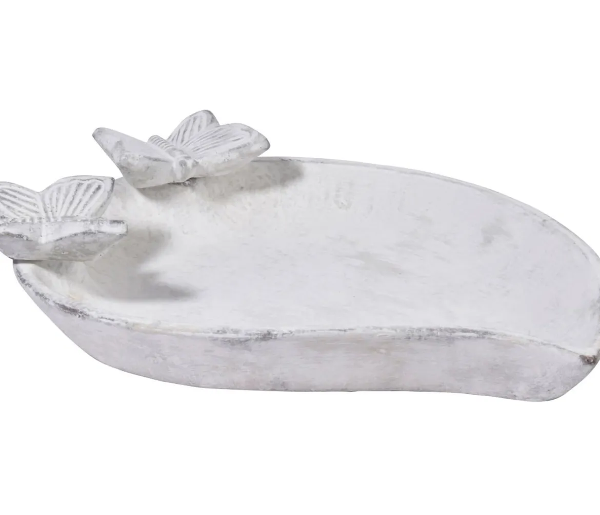 dobar® wildlife Vogeltränke Foglia, Keramik, weiß, ca. B37/H4,5/T28 cm