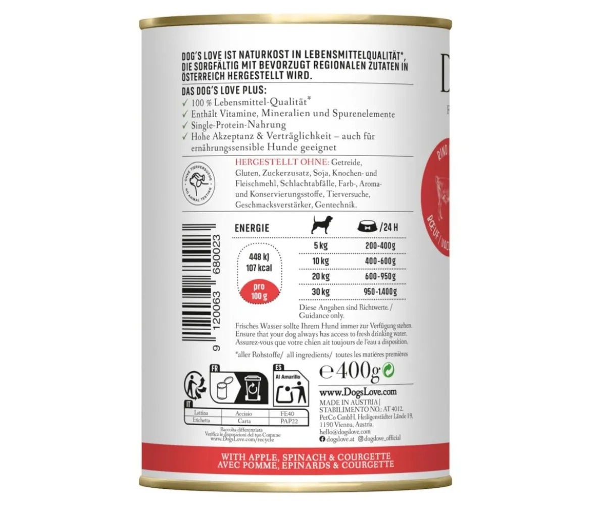 DOG'S LOVE Nassfutter für Hunde Adult, 6 x 400 g