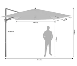Doppler Ampelschirm myZone AX, quadratisch, ca. B280/T280 cm