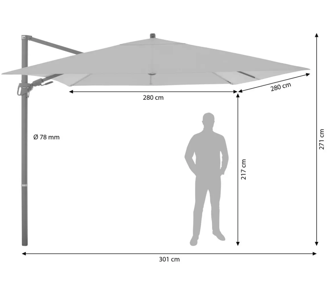 Doppler Ampelschirm myZone AX, quadratisch, ca. B280/T280 cm