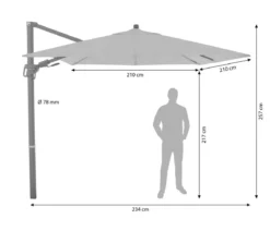 Doppler Ampelschirm myZone AX, quadratisch, ca. B210/T210 cm