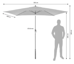 Doppler Sonnenschirm myZone Auto-Tilt, rechteckig, ca. B300/T200 cm