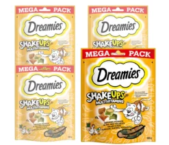Dreamies™ SHAKE UPS™ Multivitamins Katzensnack Geflügel, 4 x 165 g