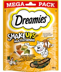 Dreamies™ SHAKE UPS™ Multivitamins Katzensnack Geflügel, 4 x 165 g