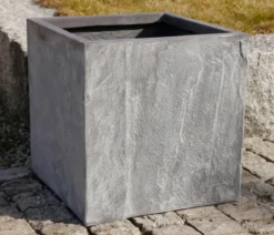 Eastwest Fiberglas-Pflanzkübel Rocks, quadratisch, grau