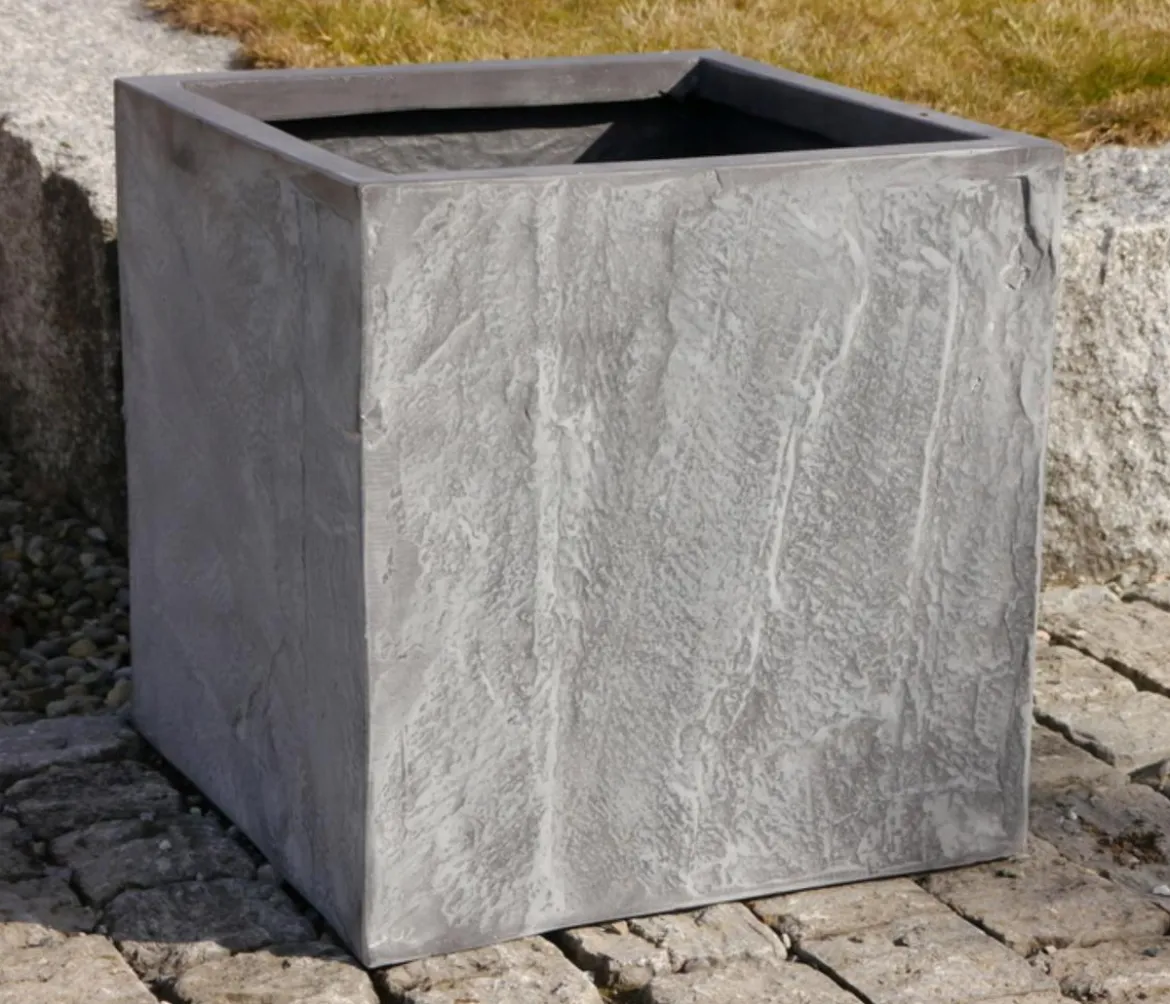 Eastwest Fiberglas-Pflanzkübel Rocks, quadratisch, grau