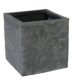 Eastwest Fiberglas-Pflanzkübel Rocks, quadratisch, grau