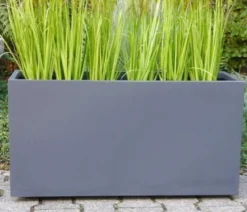 Eastwest Fiberglas-Pflanzkübel mit Pflanzenroller, rechteckig