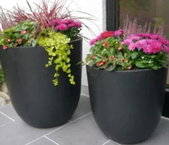 Eastwest Fiberglas-Pflanztopf Nero, rund, schwarz
