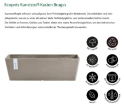 Ecopots Kunststoff-Kasten Bruges mit Wassersystem, rechteckig