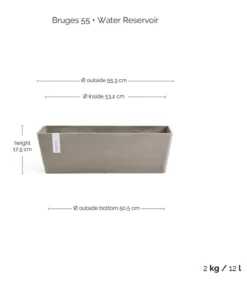 Ecopots Kunststoff-Kasten Bruges mit Wassersystem, rechteckig